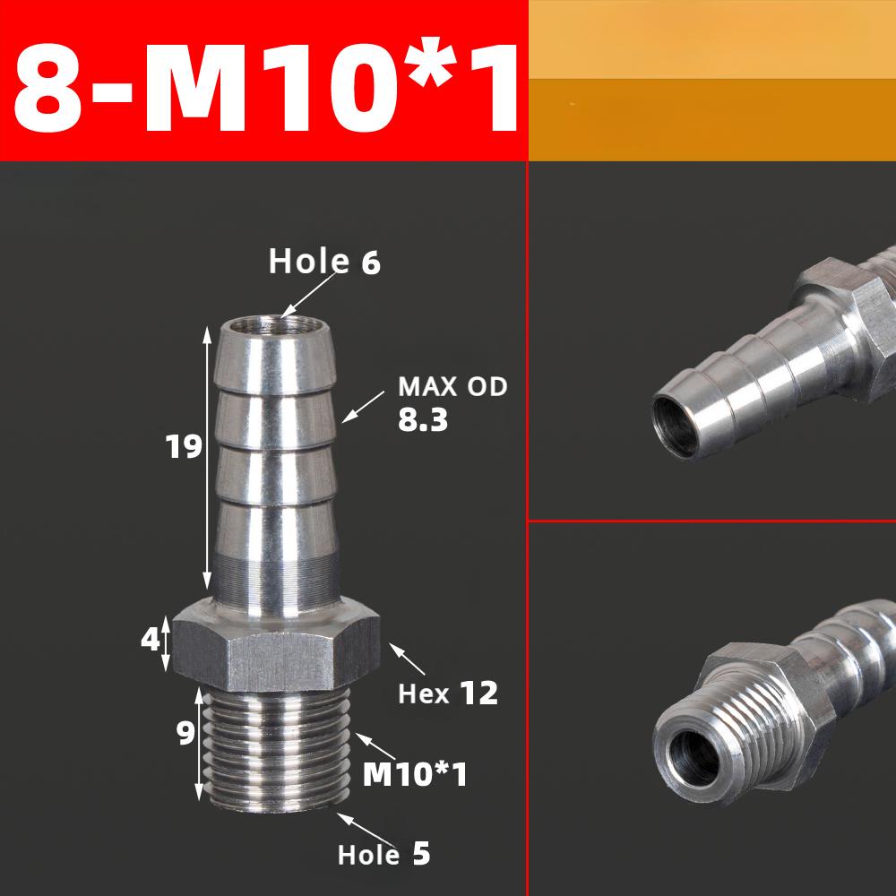M3 M4 M5 M6 M8 M10 M12 M14 M16 Metric Male To 3 4 5 6 8 10 12 Mm Hose Barb Nipple 304 Stainless Steel Pipe Fitting Air Water Gas