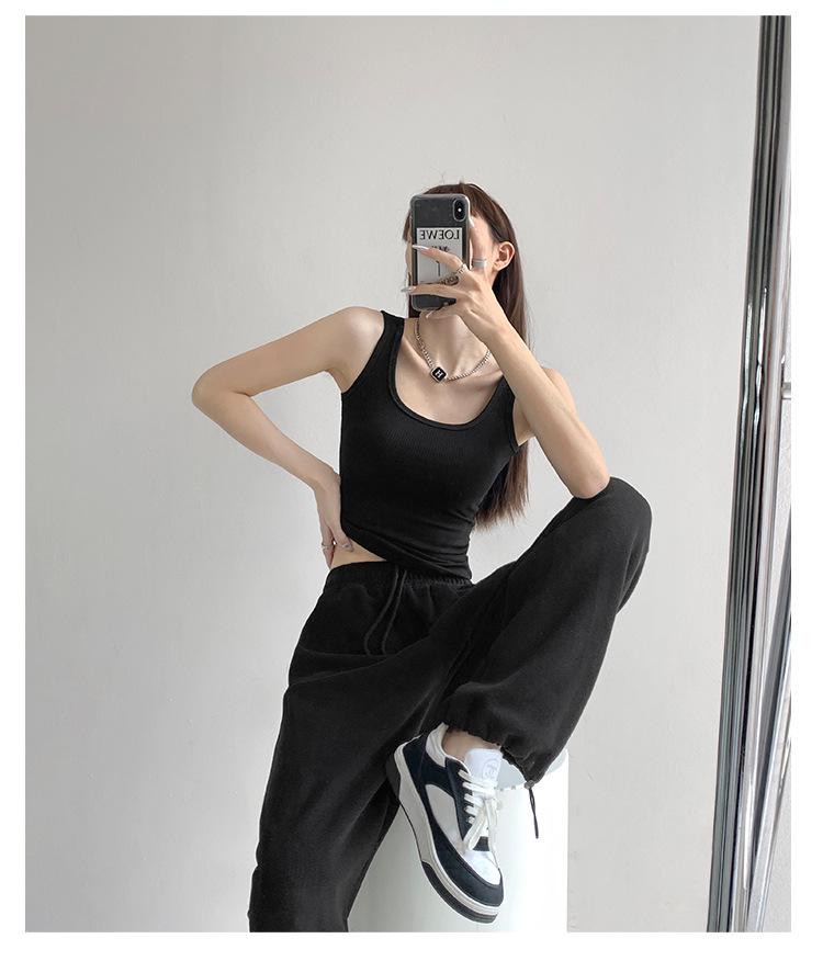 Premium Cotton U-neck Slimming Sports Tank Top - Women's Summer Sleeveless Camisole