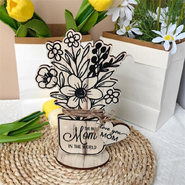 Wood Flower Mom Wood Plate Meaningful Wood Sign Mother Day Grateful Present