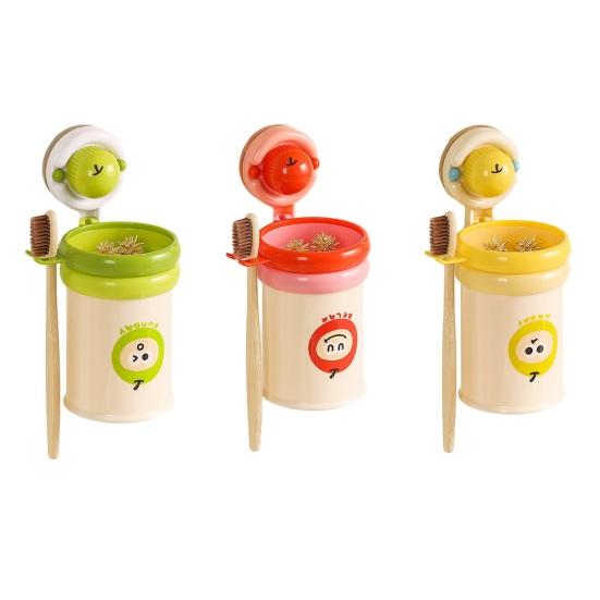 Suction Cup Toothbrush Holder Wall-Mounted No-Drill Cup Holder Magnetic Self-Adhesive Multi-Functional Bathroom Organizer for Toothbrushes Toothpaste