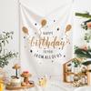 Minimalist Black White Happy Birthday Tapestry Party Backdrop for Kids Adults Birthday Decor Bedroom Photo Background