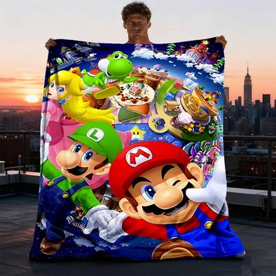 1 st Super Mario Bros. Utomhusfilt Lätt Flanellpläd För Resor, Camping, Vardagsrum, Soffa, Stol Mjuk