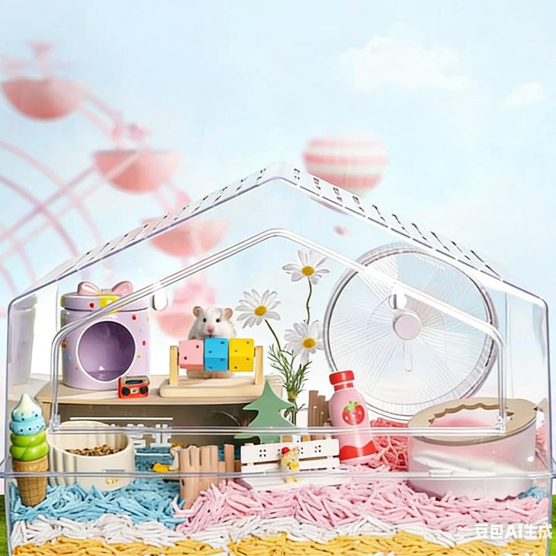 Wooden Hamster Fun Cube Chew Toy Colorful Natural Wood Teeth Grinding Toy Hideout Plaything for Syrian Hamster