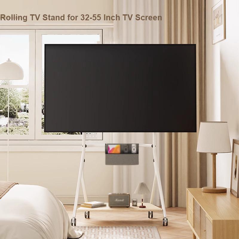 Small Spaces Floor TV Stand Rolling TV Cart for 32-55 Inch TV Screen Up To 110 LBS Modern Living Room TV Stands VESA 400*400 Mmm