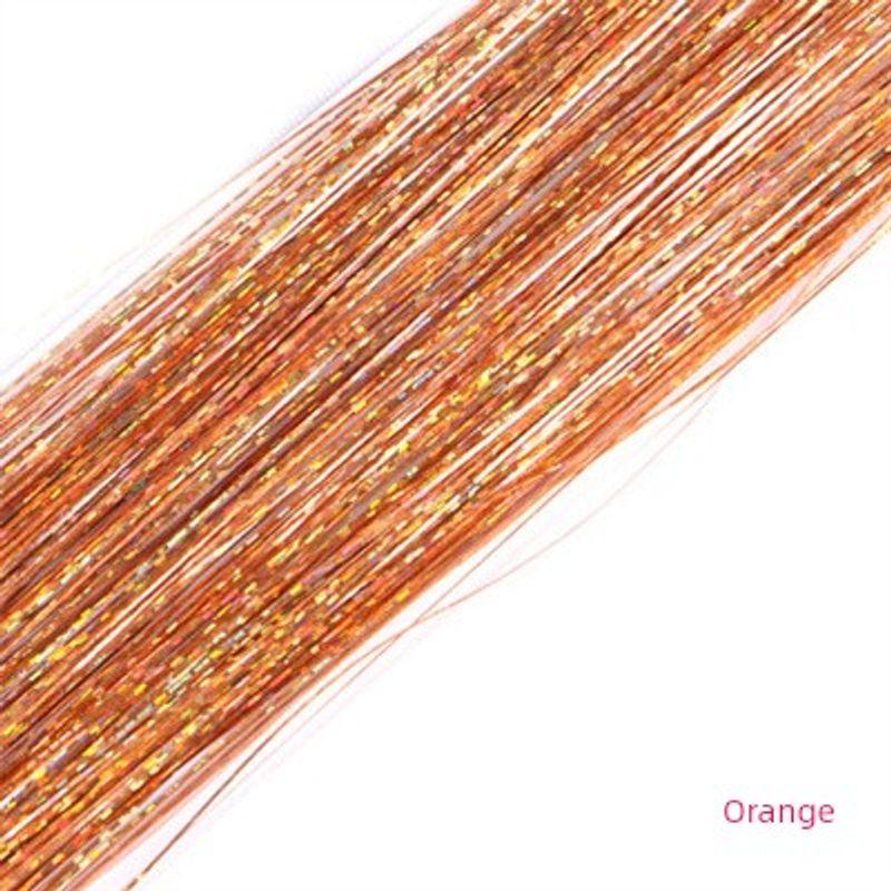 

Wig Colored Braided Laser Gold Silk Bright Silk Shiny Colorful Mixed Color Color Thread Seamless Hair Extension Rainbow Girl Headband Orange-about 120 root