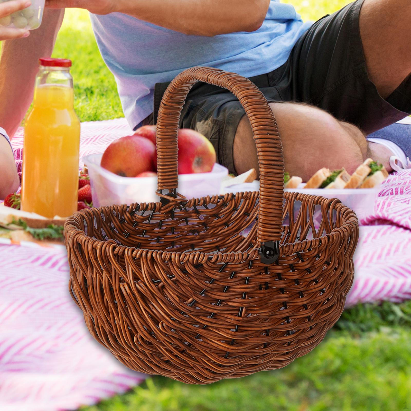 

Корзина для пикника из ротанга ручной работы для мероприятий на открытом воздухе темно-коричневого