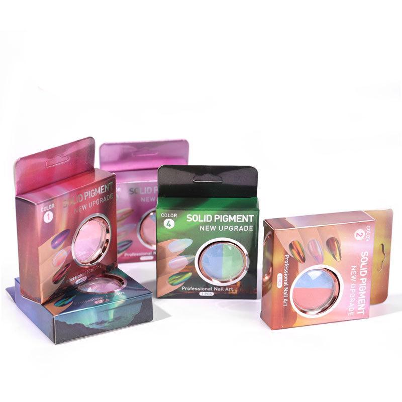 1 Box Double Colors Solid Nail Powder Holographic Neon Solid Nail Glitter Powder Aurora Powders Nail Art Tool