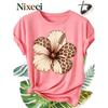 Fashion Women Floral Print T Shirt Funny Casual O-neck Short Sleeves T-shirt Summer Female Tee Shirt