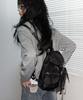 Lederartiger Glänzender Nylon-Eimer-Mini-Rucksack [Schwarz]