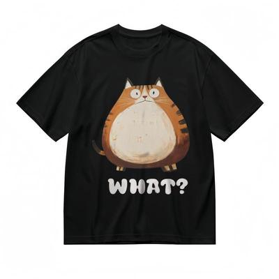 Męski Wygodny Lekko Rozciągliwy Oddychający Klasyczny T-shirt T-shirt z Nadrukiem Grubego Kota