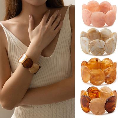 Geometric Bangle for Women Punk Chunky Irregular Acrylic Elastic Bracelet Jewelry Gift