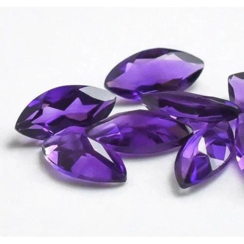Natural Amethyst 20 Pcs Marquise Cut 5-7 Ct Loose Certified Gemstones Lot + Gift