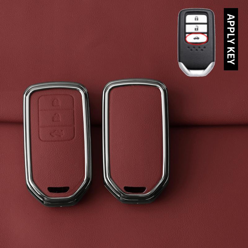 Metal Leather Car Key Case Cover For Honda Accord CRV CR-V URV UR-V Vezel City Civic Jazz BRV BR-V HRV HR-V Keychain Accessories