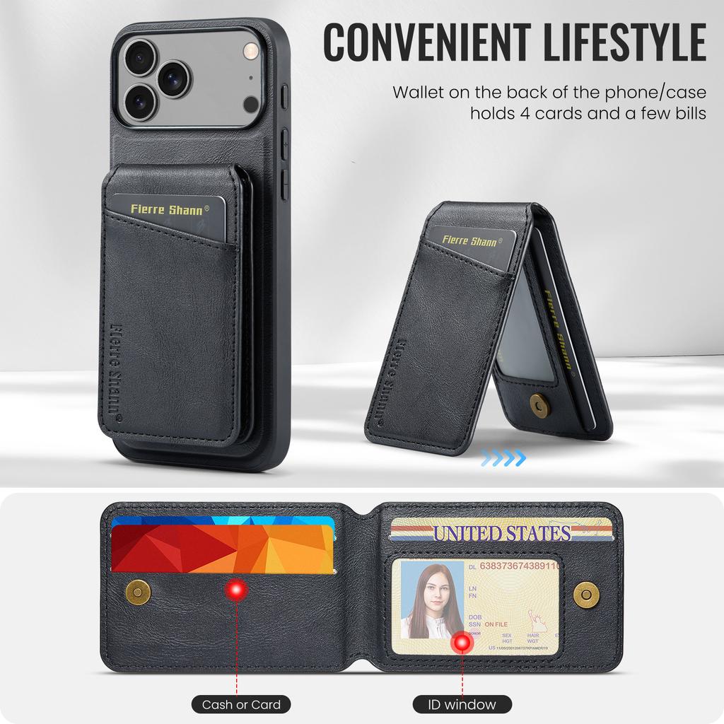 Auto Leather Phone Case for iPhone 17 Pro Max 17air 16e 16 Plus 15 14 13 Pro 12 11 7 8 SE2 Detachable Magnetic Card Holder Cover
