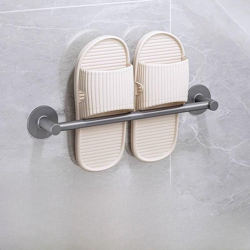 Space Aluminum Wall Mount Shoe Rack For Bathroom With Waterproof Adhesive Installation Modern Design For Home Organization