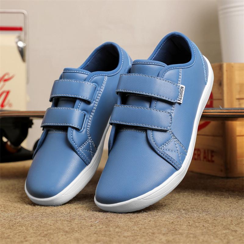 Big Feet Shoes Men's and Women's Casual Shoes Leather Surface Wide Head Barefoot Shoes Large Size Velcro Men's Wide Casual Shoes
