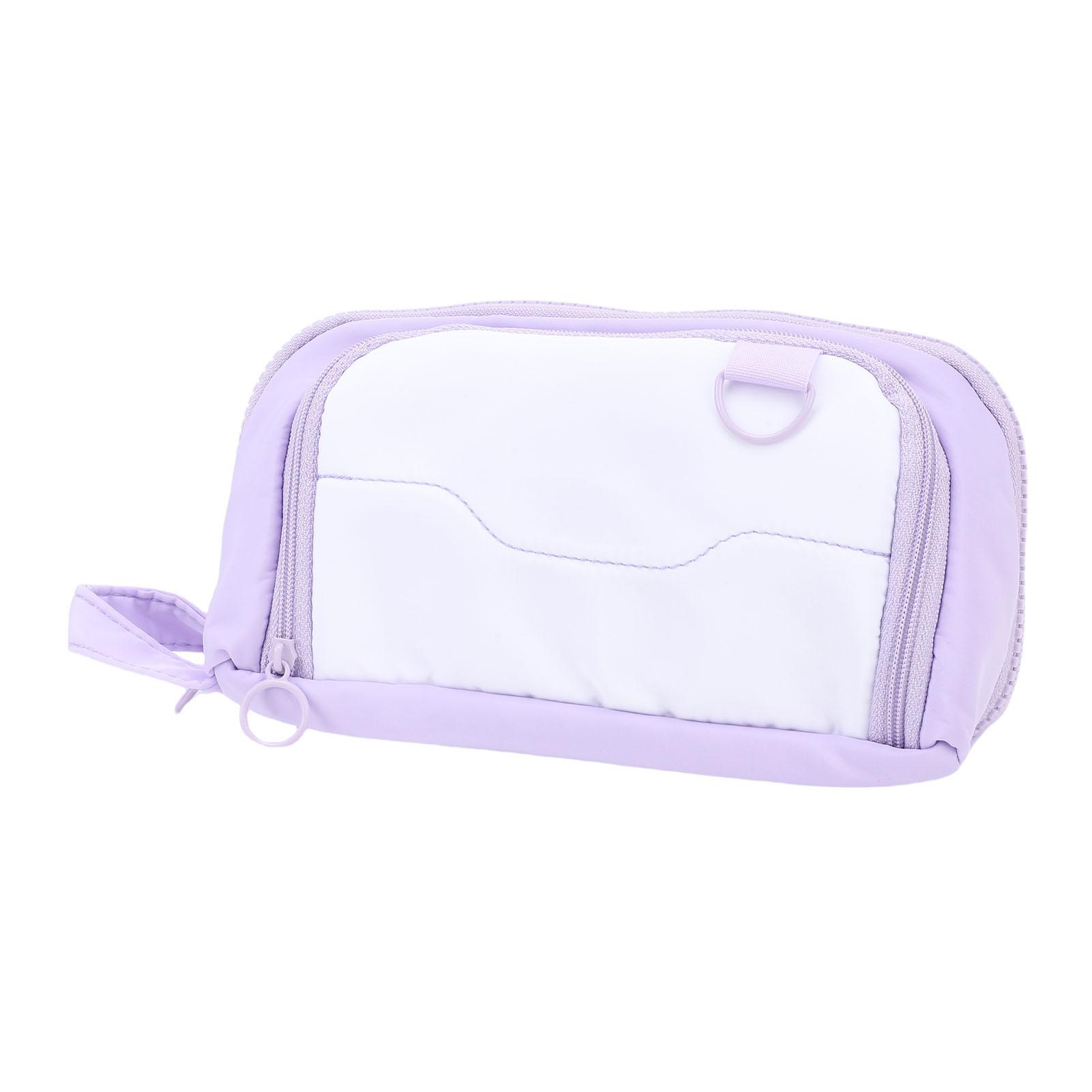 

Pen Bag Large Capacity Students Handheld Portable 3 Compartments Travel Storage Organizer Purple