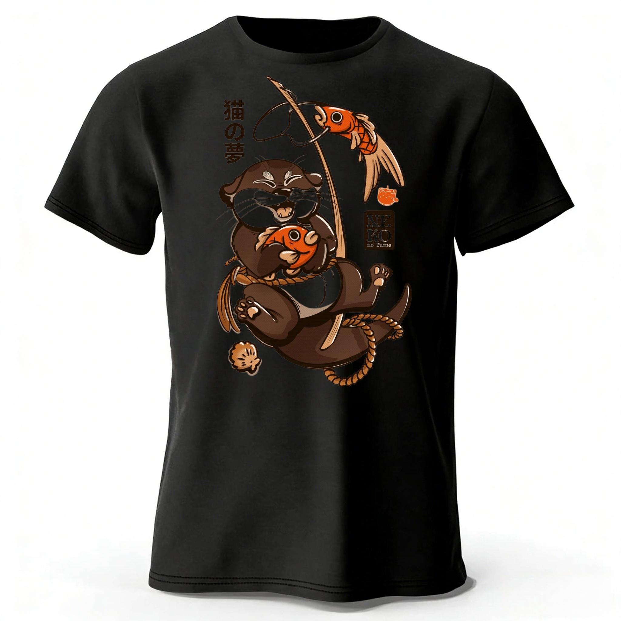 

Japanese Style Tanuki Mens New Pure Cotton Sports Short Sleeved Plus Size Loose Tshirt Summer Womens Street Daily Casual Top S