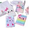 Cartoon Plush Spiral Notebook with Sewing Binding 50 Sheets 80GSM Paper Cute Girl Embroidery Custom Logo Student Gift Diary