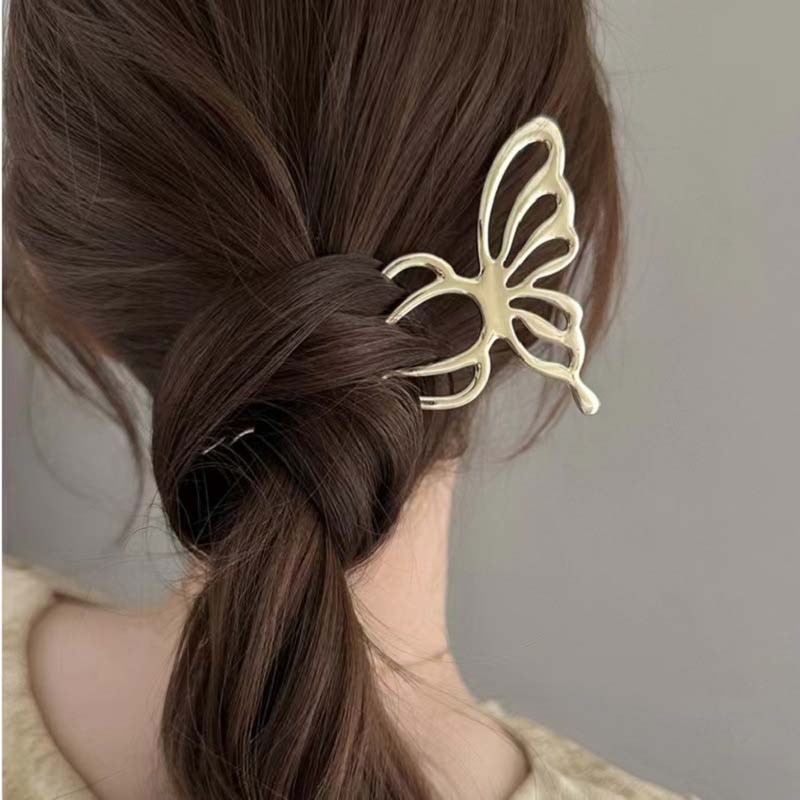 Fashion Metal Hollow Half Butterfly Wings Hair Stick For Women Simple Gold Color U Shape Irregular Hairpin Jewelry Accessories