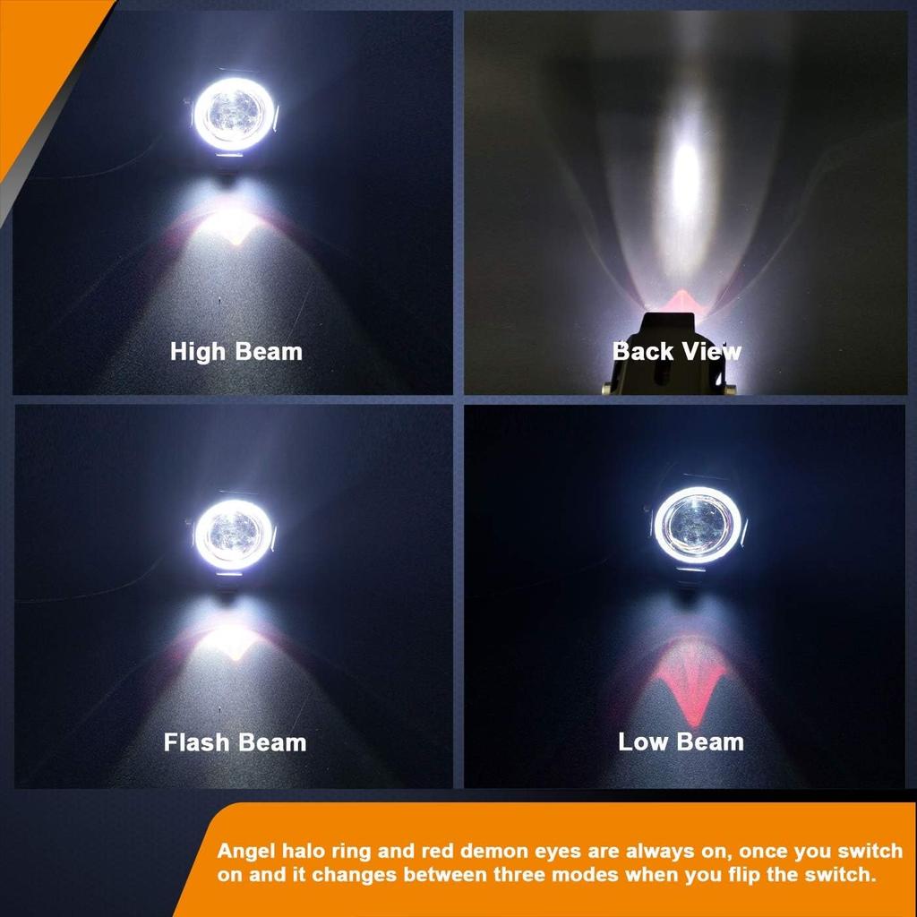 LED Fog Lights U7 Spotlight Daytime Running Lights with White Angel Eyes Ha