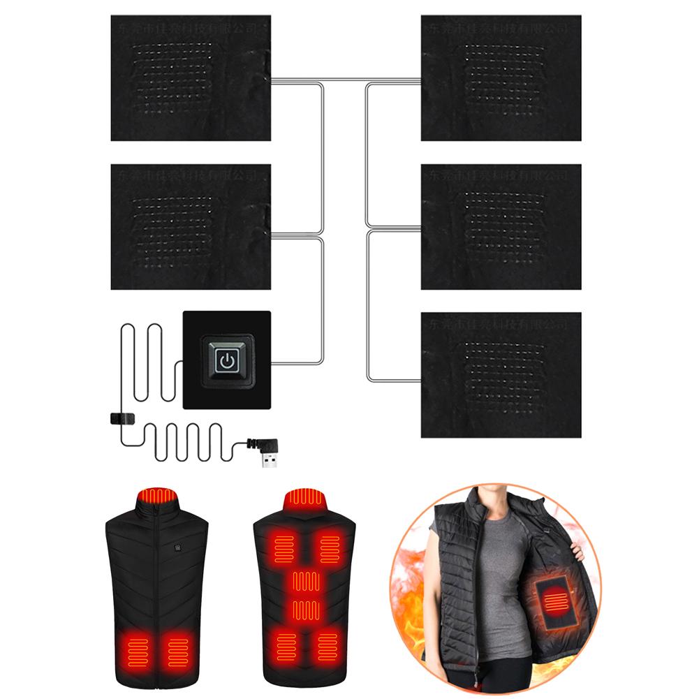 5V USB Heat Mat Carbon Fiber Cloth Jacket Heating Pad 3 Gear Temperature Control Electric Heating Sheet Heater Pads for Clothing
