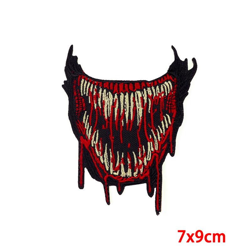 Drinking Coffee Skeleton Patches Skull Finger Letter Embroidery Patch For Clothing Thermoadhesive Patches On Clothes Punk Patch