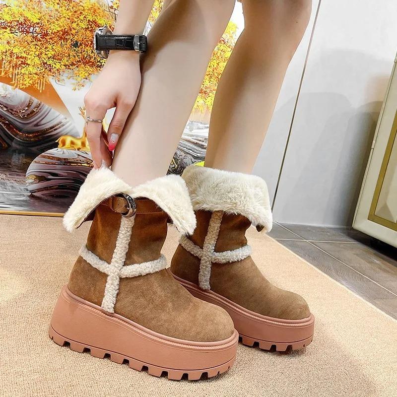 Winter Women's Warm Plush Snow Boots High Quality Cold Proof Fashion Casual Cotton Boots Women's Knight Boots Botas Para Mujer