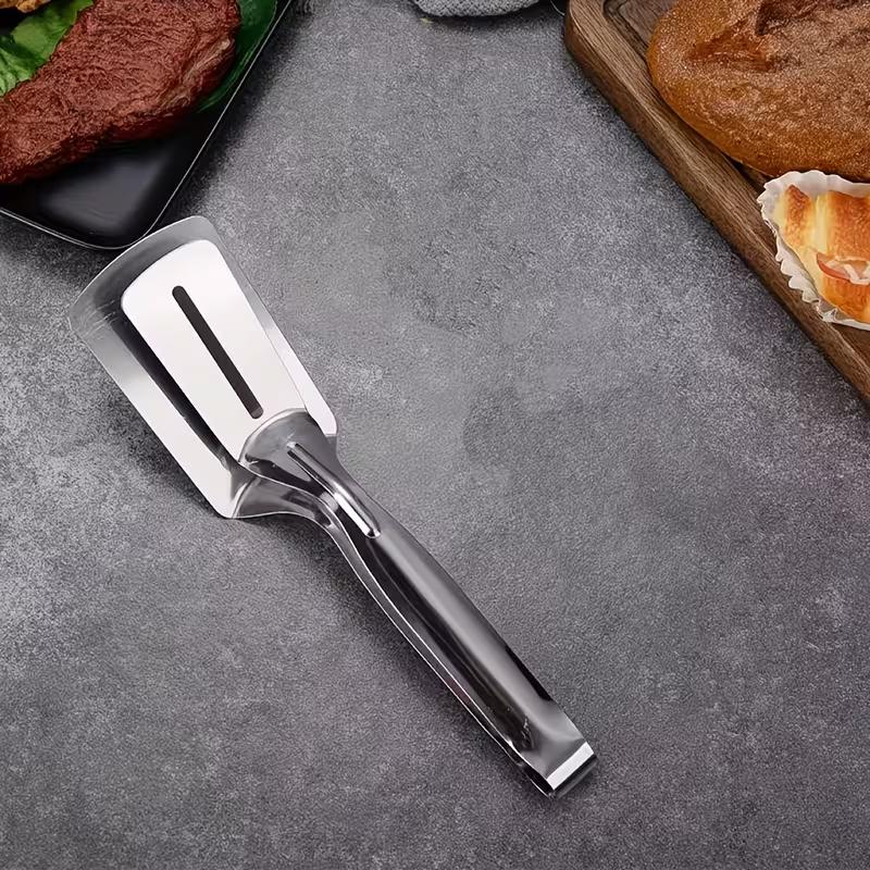 Stainless Steel Tong Spatula 2 in 1 Kitchen Tongs Non Stick Cooking Spatula Food Turner Clip for BBQ Frying Cooking Tool