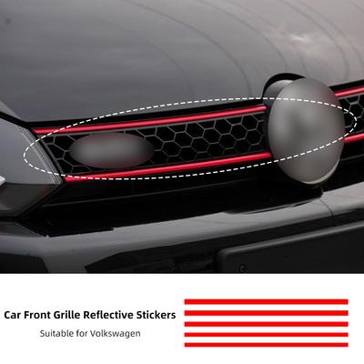 5 st/set Bilgrill Grill Klistermärken Nattsäkerhet Reflekterande Varningstejp Klistermärken Dekorativa Klistermärken För Volkswagen Golf 6 7 Polo Tillbehör
