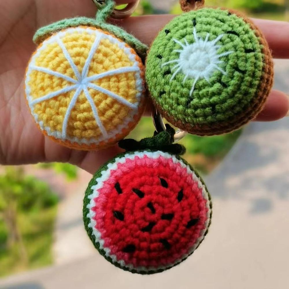 Woll-Häkel-Frucht-Schlüsselanhänger Kreatives Schönes Geschenk Handtasche Niedlicher Handgemachter Gestrickter Anhänger Geschenk Hochzeit Süßigkeitenbox Zubehör