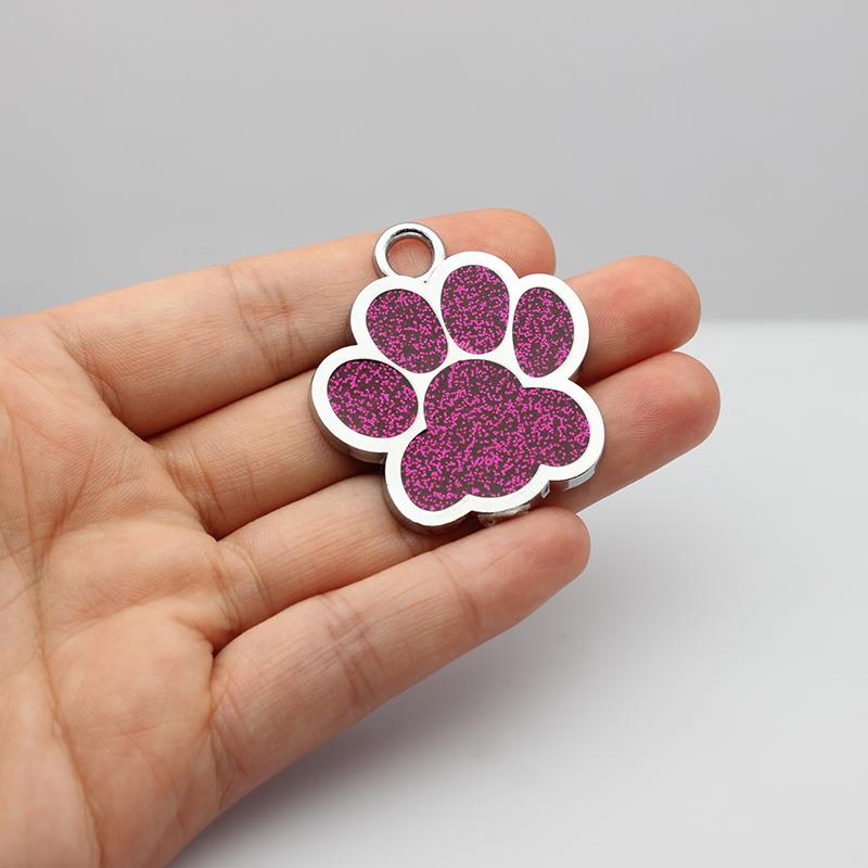 30pcs/lot 40mm Big Paw Print Pendant Charms For Jewelry Making Glitter Hang Charm DIY Keychain Pet Collar Accessories