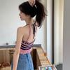 Knitted Halterneck Vest Women's Summer Internet Celebrity New Design Sense Raspberry Color Sweet Babes Camisole Camisole Top