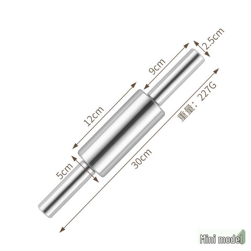 Large Seamless Stainless Steel Rolling Pin for Dough, Dumplings, and Noodles Mini серебряный