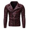 Men's 2019 Autumn/Winter Slim Fit PU Leather Motorcycle Jacket with Oblique Zipper and Lapel Design