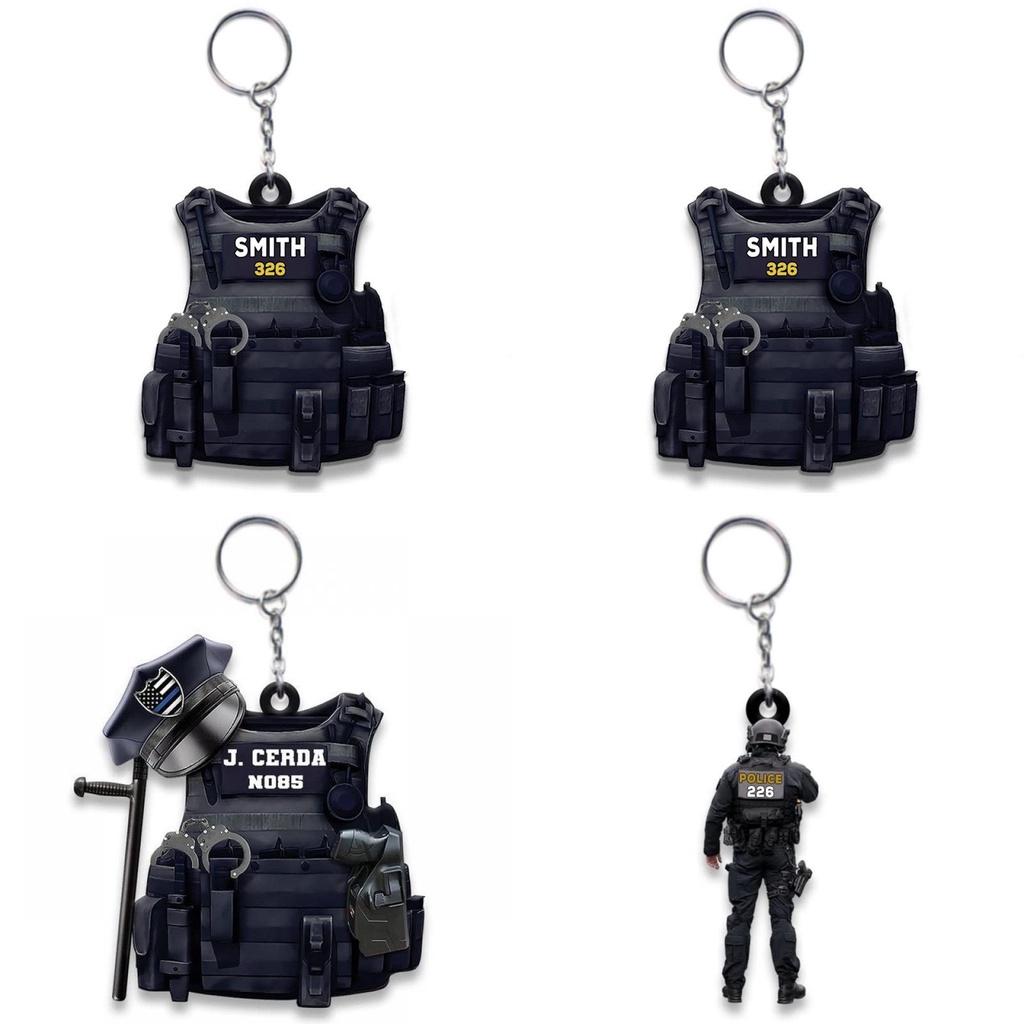Polizei Geschenk Schlüsselanhänger Acryl Rucksack Dekoration Kreativer Anhänger Schlüsselring Zubehör