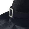 Sametový čarodějnický klobouk s tajemným knoflíkovým designem, široký okraj, jednobarevný, halloweenský cosplay klobouk, doplněk k čarodějnickému kostýmu