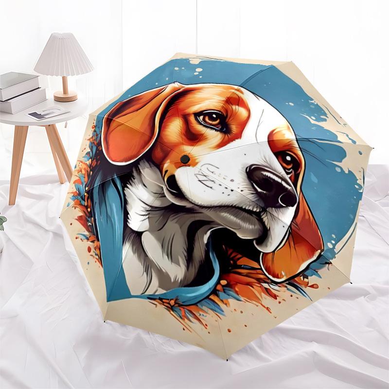 1pc Beagle Artwork Automatic Opening/Closing Umbrella with Operation & Windproof Canopy yy260311023