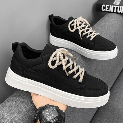 Fashion Fashion Youth Men's Student Board Shoes 2025 New Solid Comfortable Flats Casual Shoes Lace-up Round-toe Sneakers Tenis Masculino
