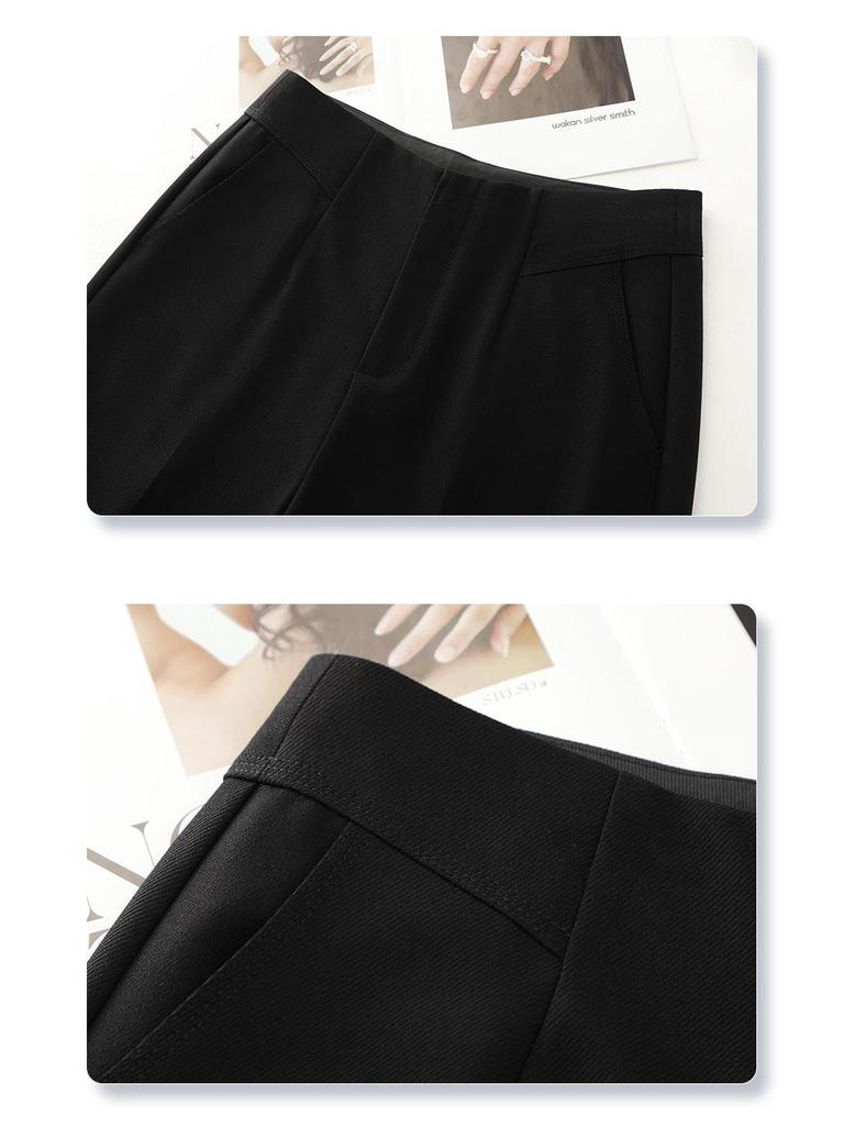 Women's Gray Wide-Leg Drapey Pants - Spring 2025 High-End, Slimming Straight-Leg Trousers