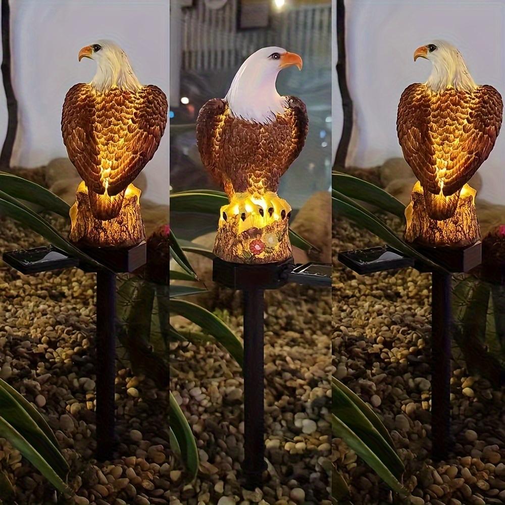 1 lámpara LED de jardín con forma de águila alimentada por energía solar, decoración de iluminación exterior de resina, lámparas de césped para patio y jardín, decoración festiva de paisajes