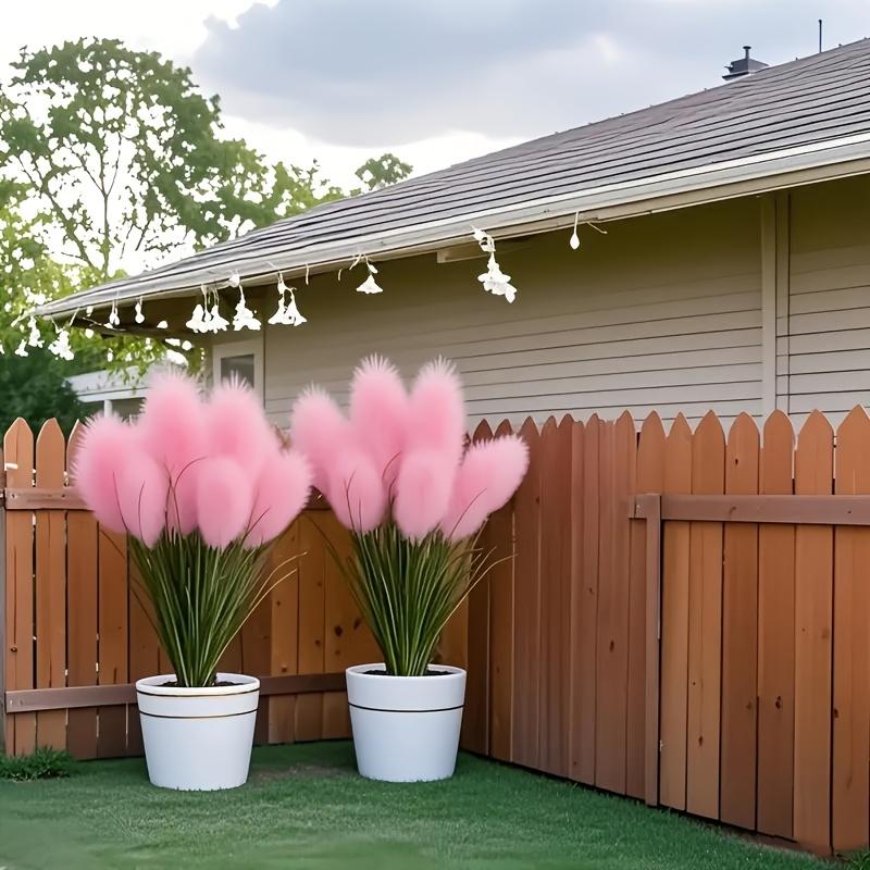 1pc 5 Heads Large Realistic Pink Artificial Foxtail Grass Plants, 31.5inch Tall with Pink Reed Flowers and Green Foliage Bushes - Indoor/Outdoor Use