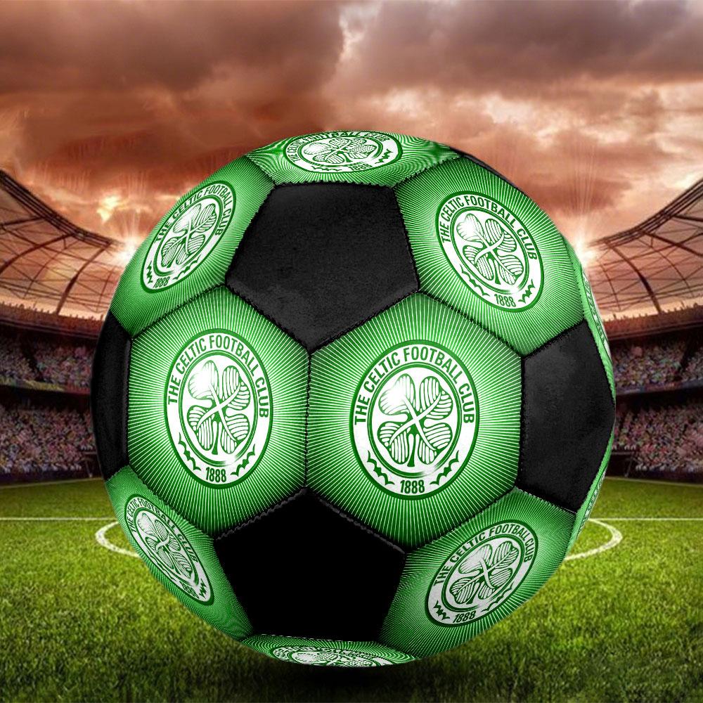 Celtic FC Size 5 Soccer Ball, Machine-Stitched PVC, Durable & High Bounce, All Ages Fit, Fan Merchandise, Matches & Outdoor Use.