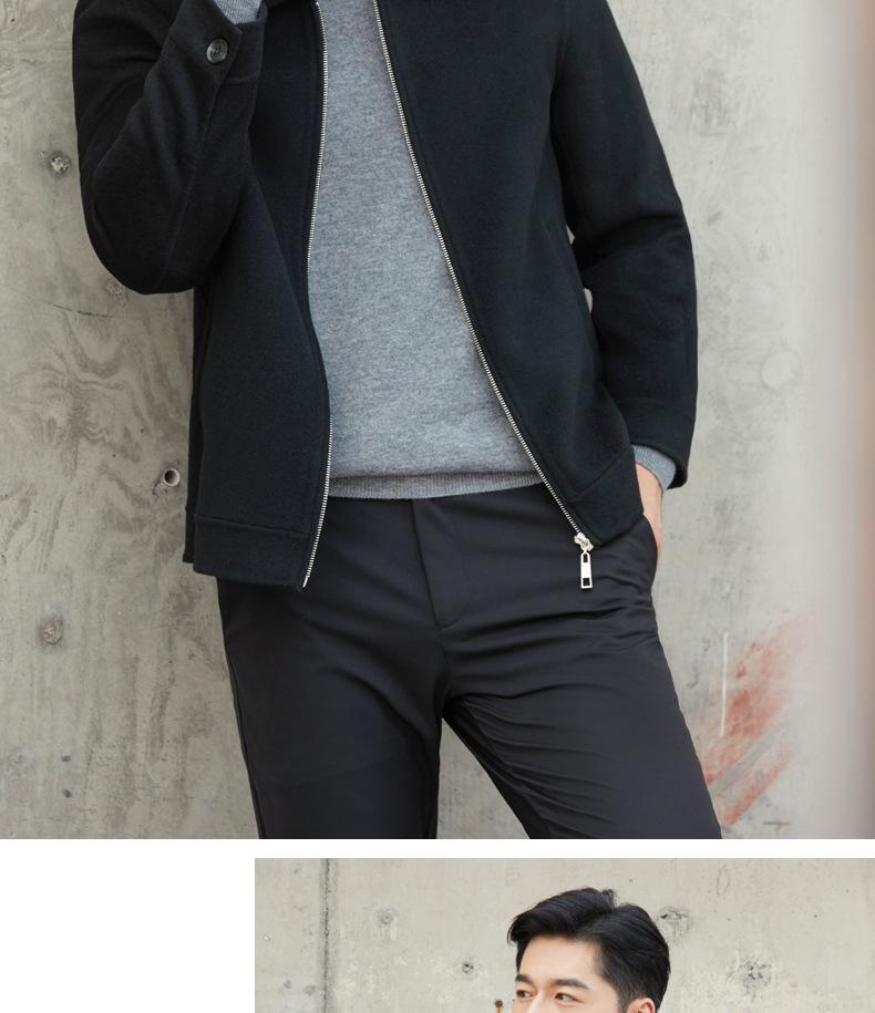 Men's Double-Sided Cashmere Tweed Coat: 100% Wool, Short Lapel, Autumn/Winter Business Jacket