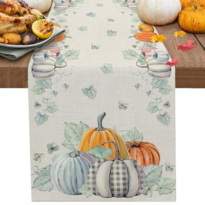 Fall Pumpkin Maple Leaf Table Runners Wedding Table Decorations Christmas Thanksgiving Holiday Decorations Home Table Runners