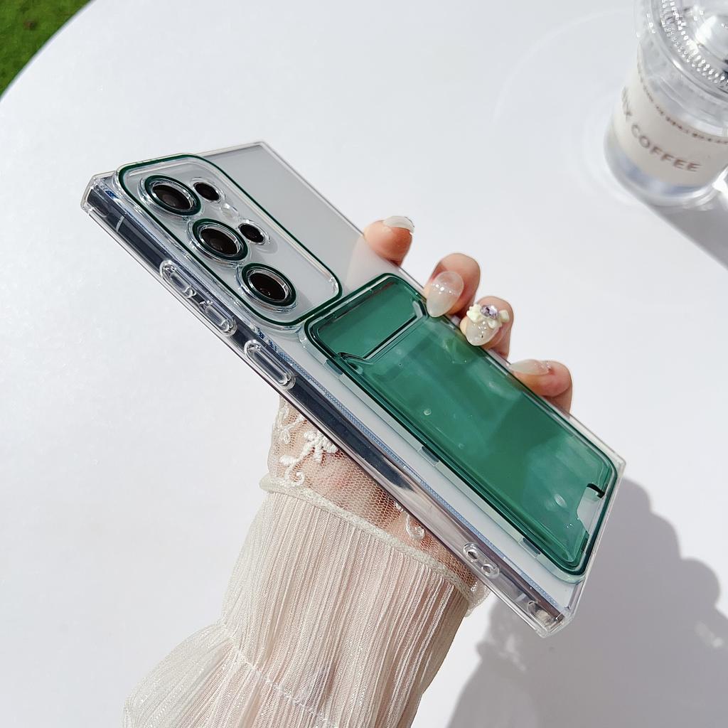 For Samsung Galaxy S22 Ultra 5G Case Transparent TPU Card Holder Phone Cover