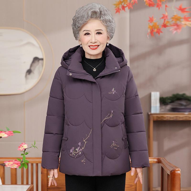 

New grandma winter cotton-padded clothes thickened old lady winter down cotton clothes warm old man mother coat 1XL [recommended 80-50kg]