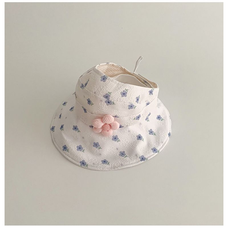 Baby Girl Floral Visor Sun Hat Large Brim Breathable Summer UV Protection Cap For Toddlers Kids Outdoor Beach Shade