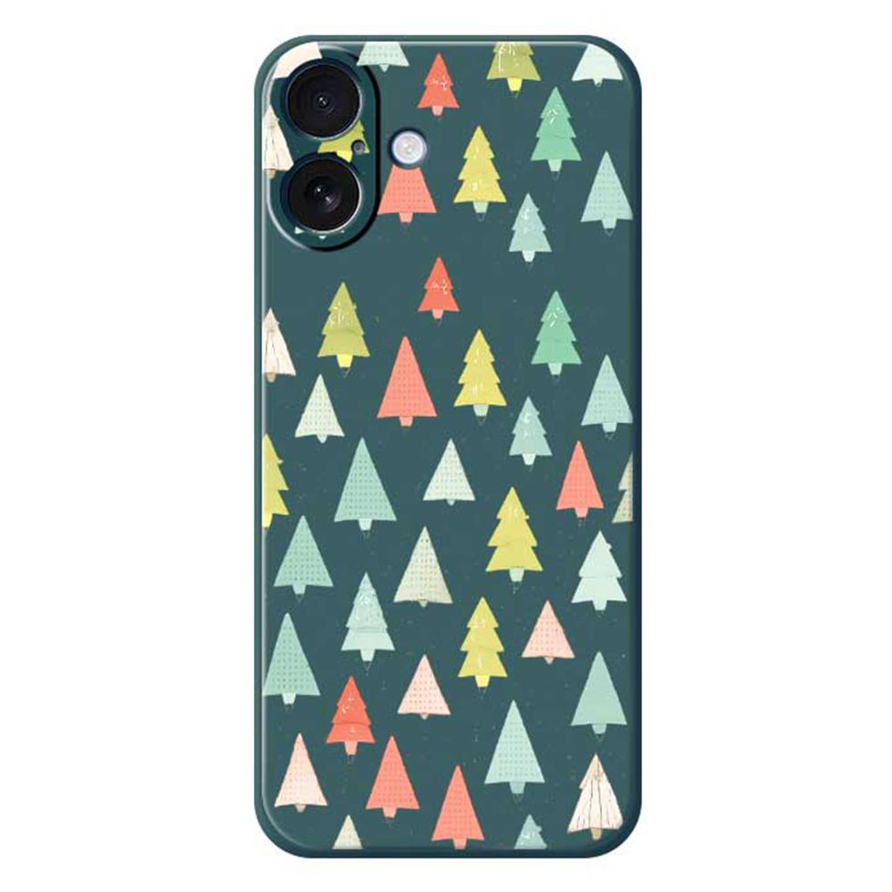 

Для iPhone 17 Чехол Цветной Принт Деревья Прямой Край ТПУ Задняя Крышка Телефона Green