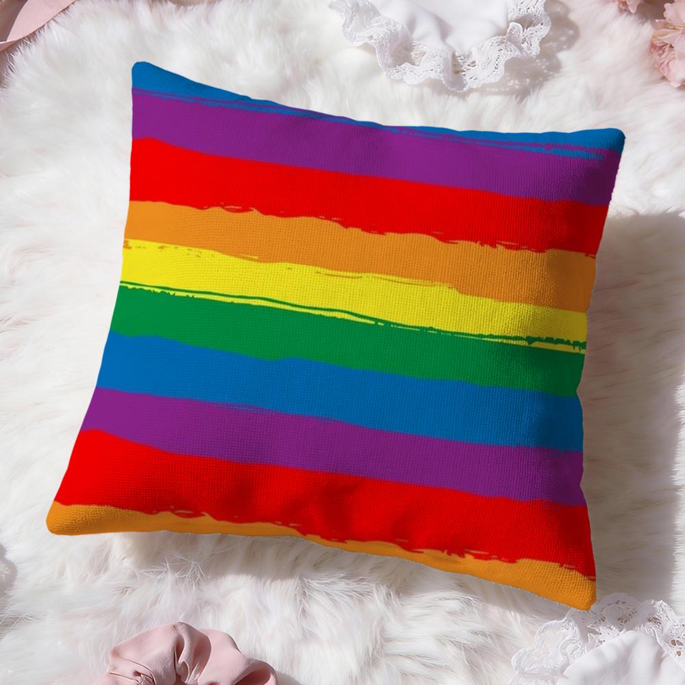 Homosexual Rainbow Flag Cushion Cover Premium Comfort Reversible Pillow Cove -Two In One Design for Any Room & Car Interior